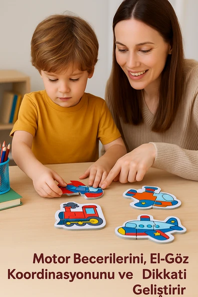 Taşıtlar EVA Köpük Puzzle Seti – 3-7 Parçalı 5 Farklı Araçlı Eğitici Zeka Oyunu - Resim 3