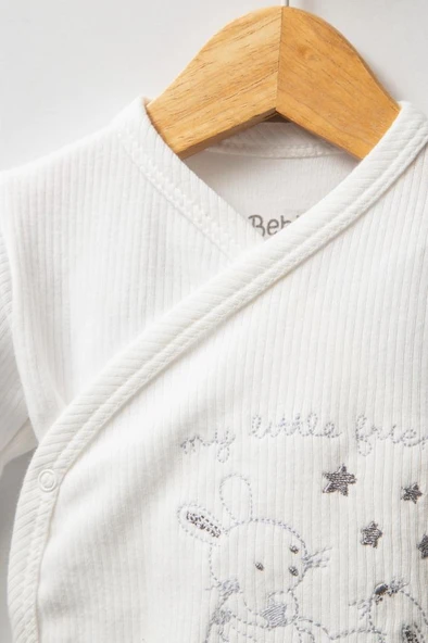 Bebitof %100 Pamuk Sevimli Buluttaki Tavşan Desenli 5 Parça Yenidoğan Hastane Çıkışı Zıbın Seti BBTF.EKR.20227.03 - Resim 3