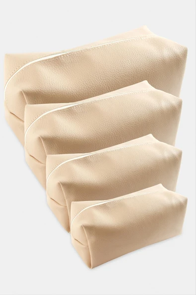 4 Adet El Tutmalı Makyaj Çantası - Resim 3