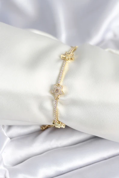 Pirinç Gold Renk Yıldız Model Kadın Bileklik - TJ-BB7986 ürün görseli