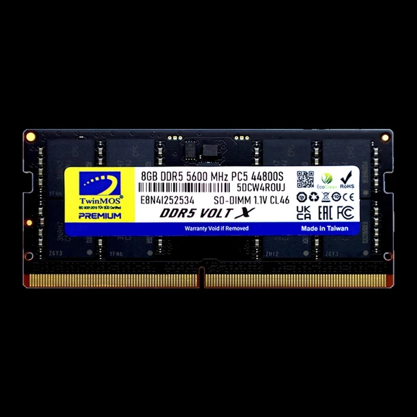 Twinmos Tmd58gb5600s46, 8gb, Ddr5, 5600mhz,  Cl46, 1.1v Notebook Ram ürün görseli 1