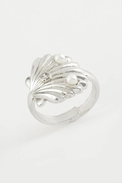 İstiridye İnci Metal Yüzük - Resim 2