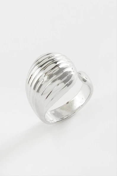 Çizgili Su Damlası Metal Yüzük - Resim 2
