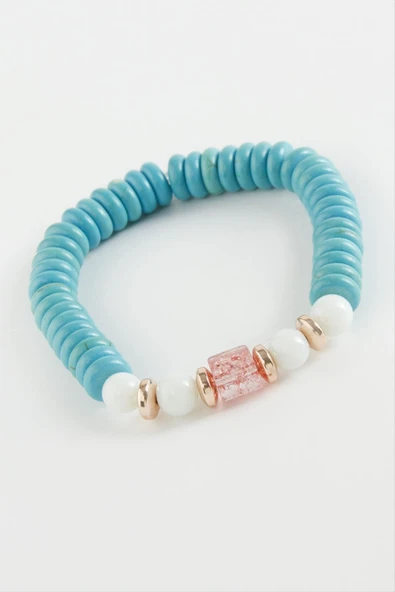 Turkuaz Rondela Necef Doğaltaş Bileklik ürün görseli