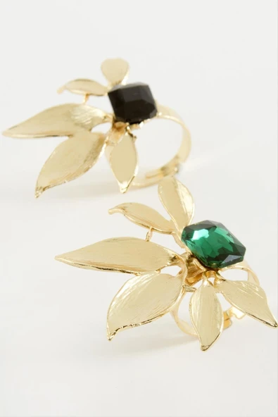 Çiçek Metal Taşlı Yüzük 1 Adet - Resim 3