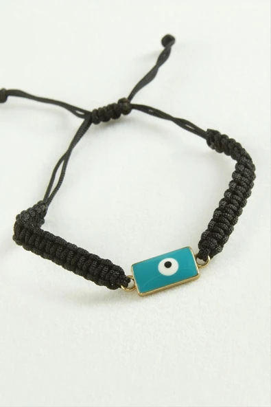 Nazar Dikdörtgen Makrome İp Bileklik - Resim 2