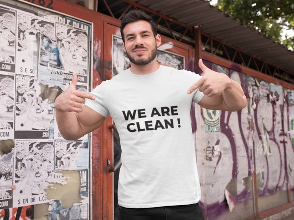 We Are Clean Beyaz Tişört Siyah Yazı - 3