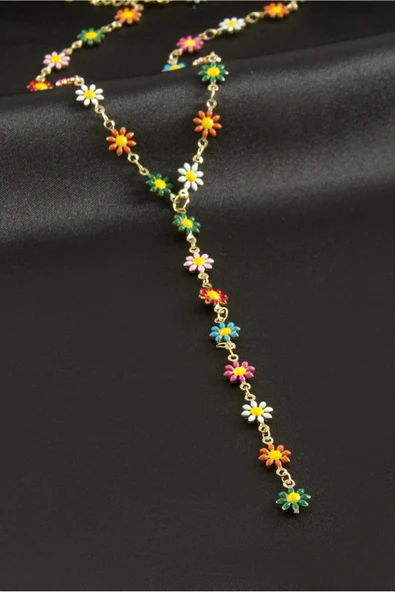 Papatya Mineli Çelik Y Kolye - Resim 3