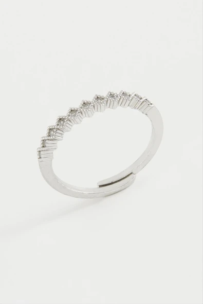 Baklava Şekli Taşlı Metal Yüzük - Resim 2