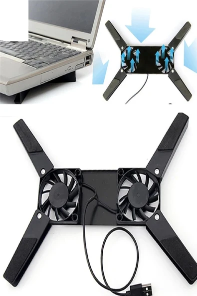 2 Fanlı Notebook Soğutucu Portatif Katlanabilir Laptop Soğutucu Fan Usbli Stand Bilgisayar Fanı ürün görseli