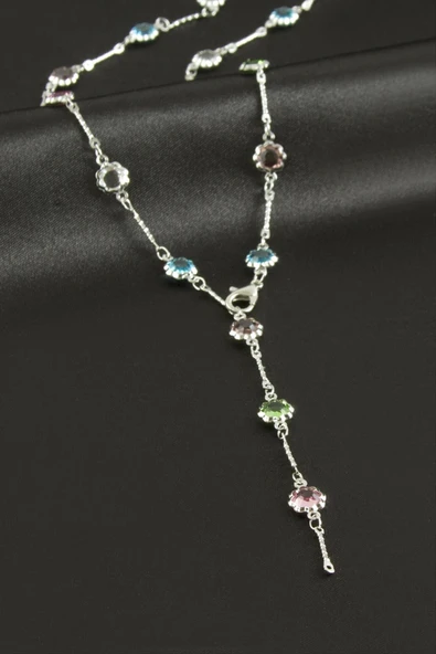 Çiçek Zirkon Taşlı Çelik Y Kolye ürün görseli