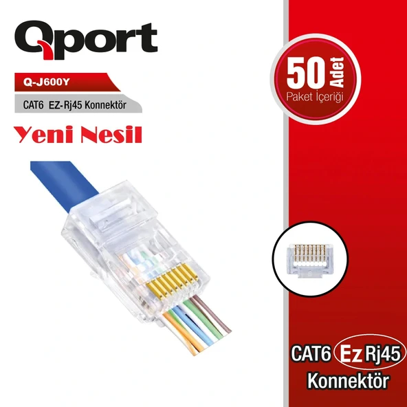 Qport Q-j600y Cat6 Ez-rj45 50'lik Yeni Nesil Konne ürün görseli