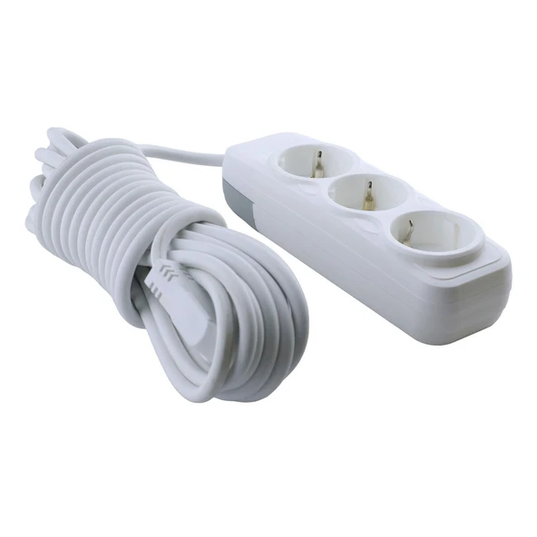 10 Metre Grup Priz 3'lü Anahtarsız Topraklı Seyyar Ara Kablolu Uzatma Kablolusu Üçlü Piriz - Resim 3
