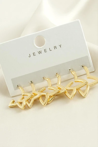 6 Adet Yıldız Metal Küpe - Resim 2