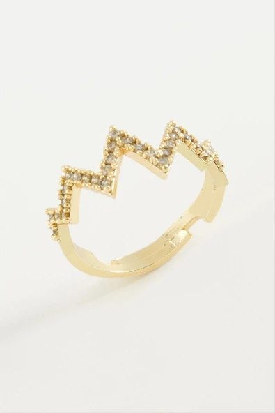 Zikzak Taşlı Metal Yüzük ürün görseli