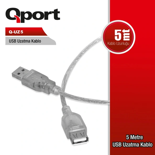 Qport Q-uz5 5m Usb2.0 Uzatma Kablosu ürün görseli 1