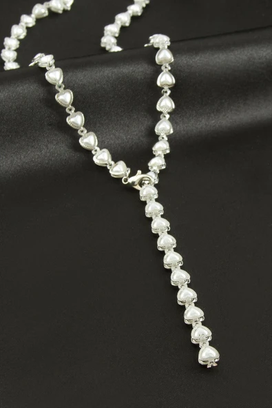 Kalp Zirkon Taşlı Çelik Y Kolye - Resim 3