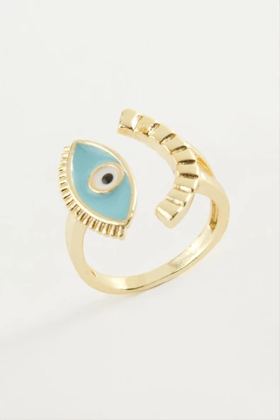 Göz Mineli Metal Yüzük - Resim 2