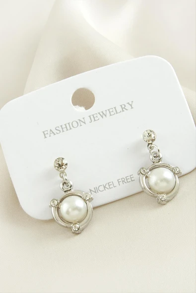 Halka Metal İnci Küpe ürün görseli 1