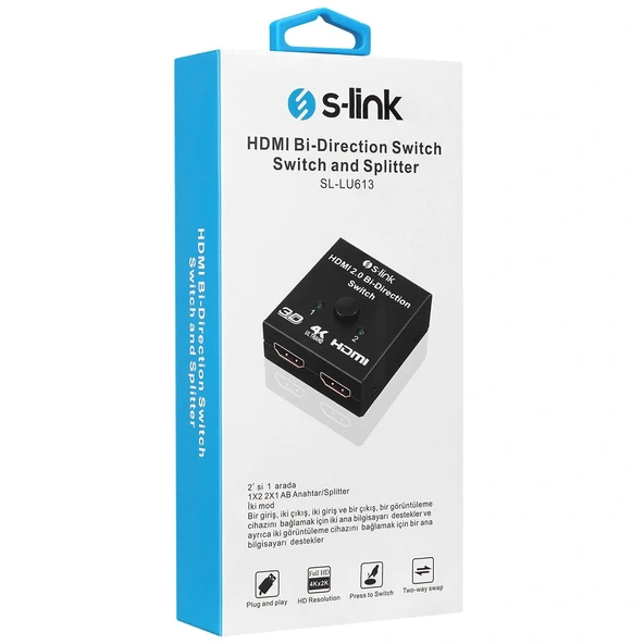 S-link Sl-lu613  2'li Hdmı 2 Yönlü Çoklayıcı - Resim 4