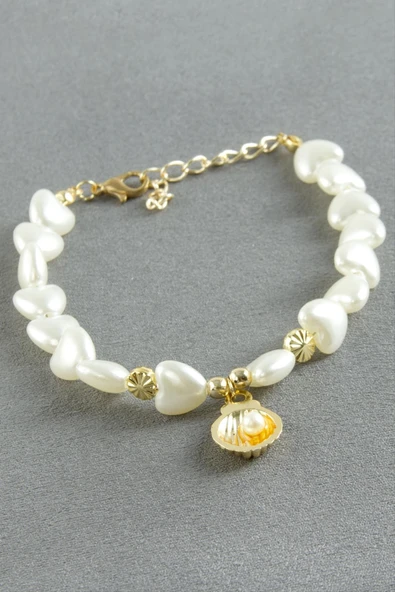 Kalp İstiridye İnci Bileklik - Resim 2