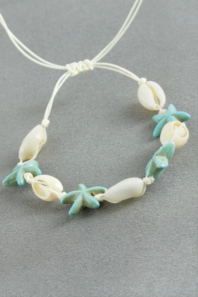 Deniz Yıldızı İstiridye Makrome İp Bileklik ürün görseli 1