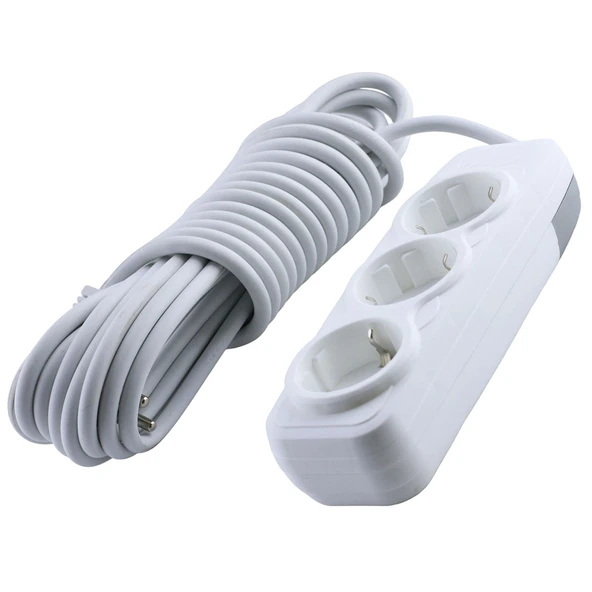 10 Metre Grup Priz 3'lü Anahtarsız Topraklı Seyyar Ara Kablolu Uzatma Kablolusu Üçlü Piriz - Resim 4