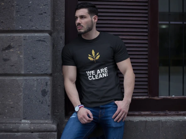 We Are Clean Siyah Tişört Beyaz Yazı - 2