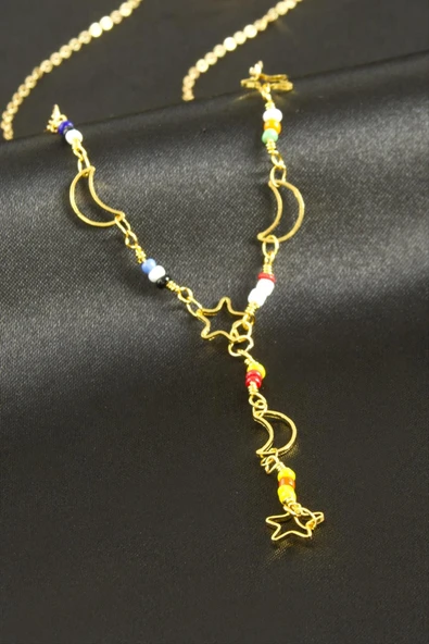 Yıldız Hilal Boncuk Y Kolye - Resim 2