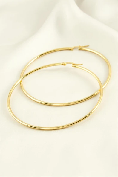 Halka Lüks Çelik Küpe 6 cm ürün görseli