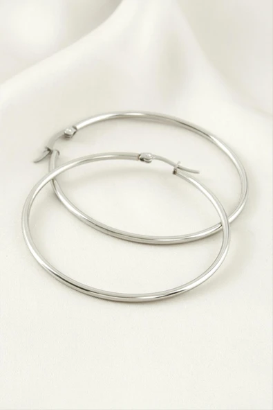 Halka Lüks Çelik Küpe 5,5 cm - Resim 3