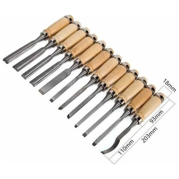 Profesyonel Ahşap Oyma Bıçak Seti 12 Parça ürün görseli