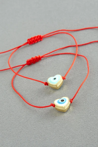 Kalp Nazar İp Bileklik 2 Adet - Resim 2
