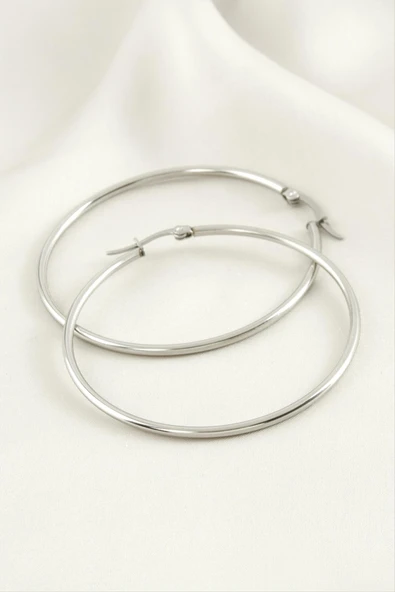 Halka Lüks Çelik Küpe 5 cm ürün görseli 1