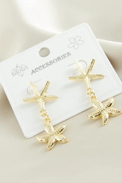 Deniz Yıldızı Çiçek Metal Küpe ürün görseli 1