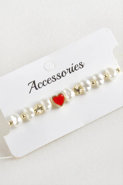 Kalp İnci Boncuk Makrome İp Bileklik ürün görseli