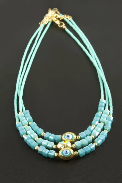 Karışık Figürlü Miyoki Boncuk Küp Kristal Kolye 1 Adet - Resim 5