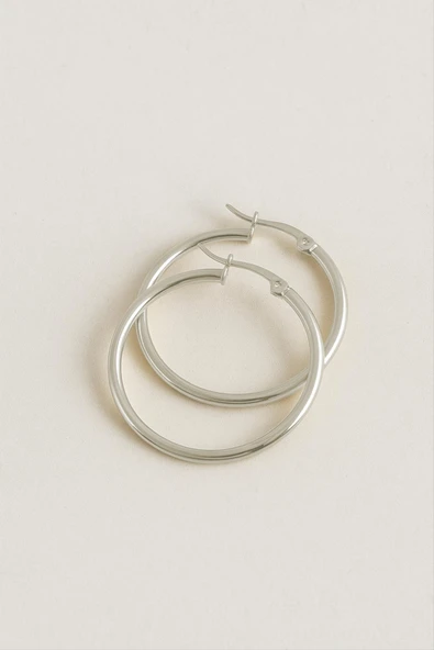 Halka Lüks Çelik Küpe 3 cm - Resim 2