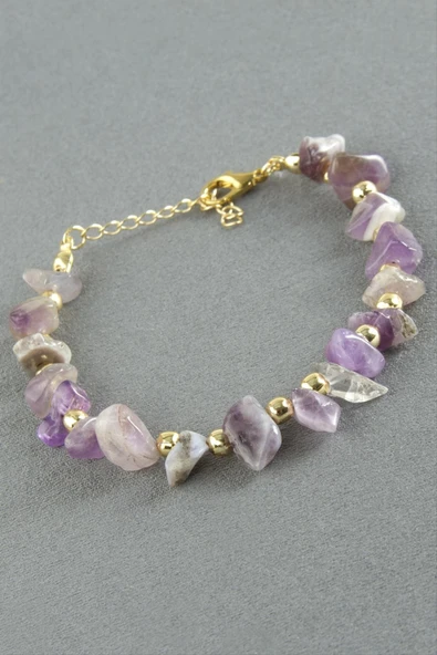 Amatist Kırık Doğaltaş Bileklik - Resim 2
