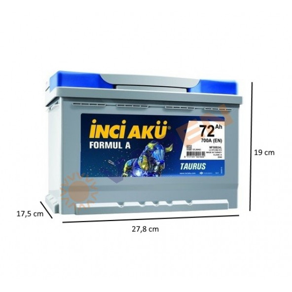 İnci Formul A Taurus 12 V 72 Ah 700 CCA EN Akü - 2
