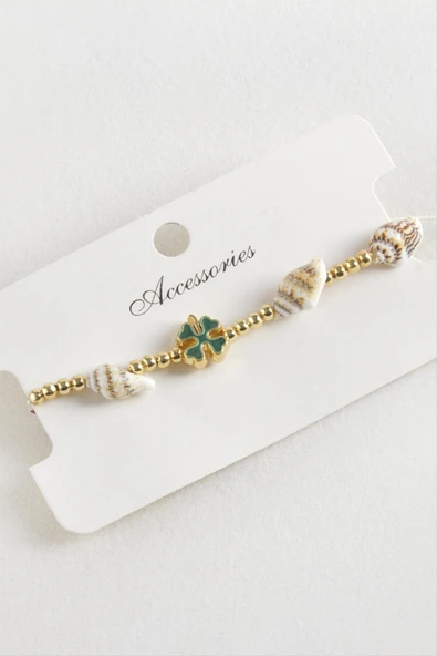 Yonca Deniz Kabuğu İnci Makrome İp Bileklik - Resim 4