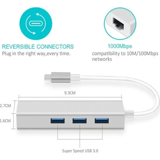 Daytona Fc-05g 4'lü Usbc=>1 Rj45 Gigabit+3 Usb Por - Resim 3