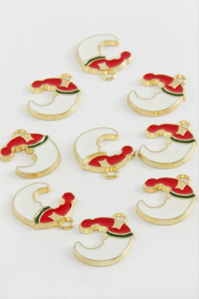 Ay Yılbaşı Mineli Kolye Ucu 1 Adet - Resim 3