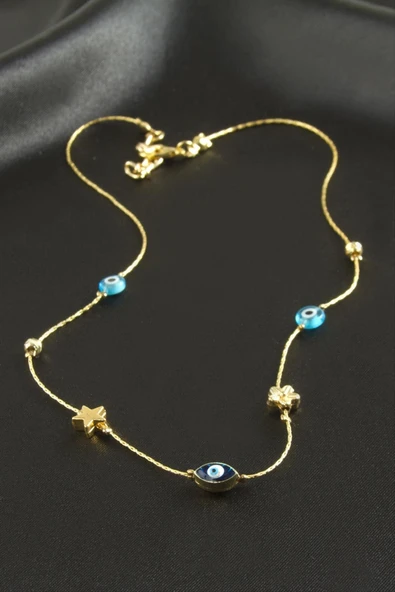 Nazar Mineli Zincir Şans Kolye - Resim 2