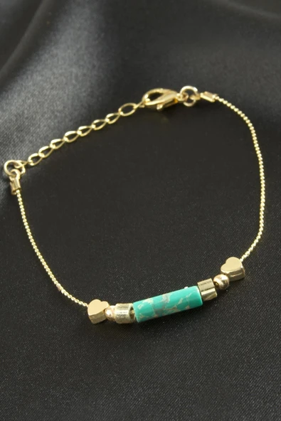 Kalp Turkuaz Taşlı Bileklik ürün görseli