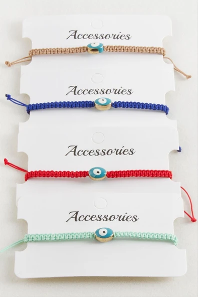 Oval Nazar Makrome Örgülü Bileklik - Resim 2