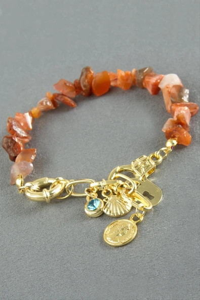 Şans Figürlü Akik Kırık Doğaltaş Bileklik - Resim 2