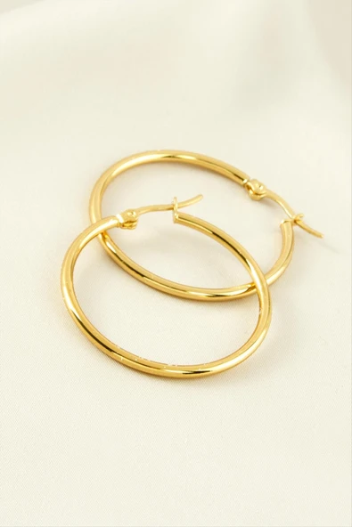 Halka Lüks Çelik Küpe 4 cm - Resim 3