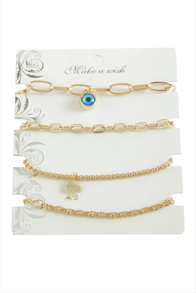 4 Adet Nazar Trend Zincir Bileklik - Resim 2