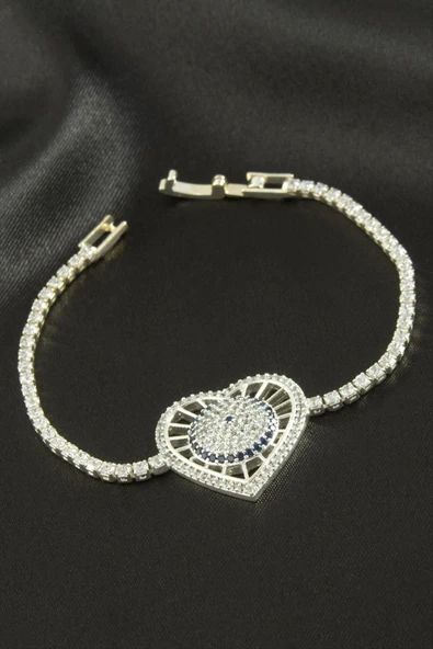 Kalp Zirkon Taşlı Çocuk Bileklik 16 cm - Resim 2